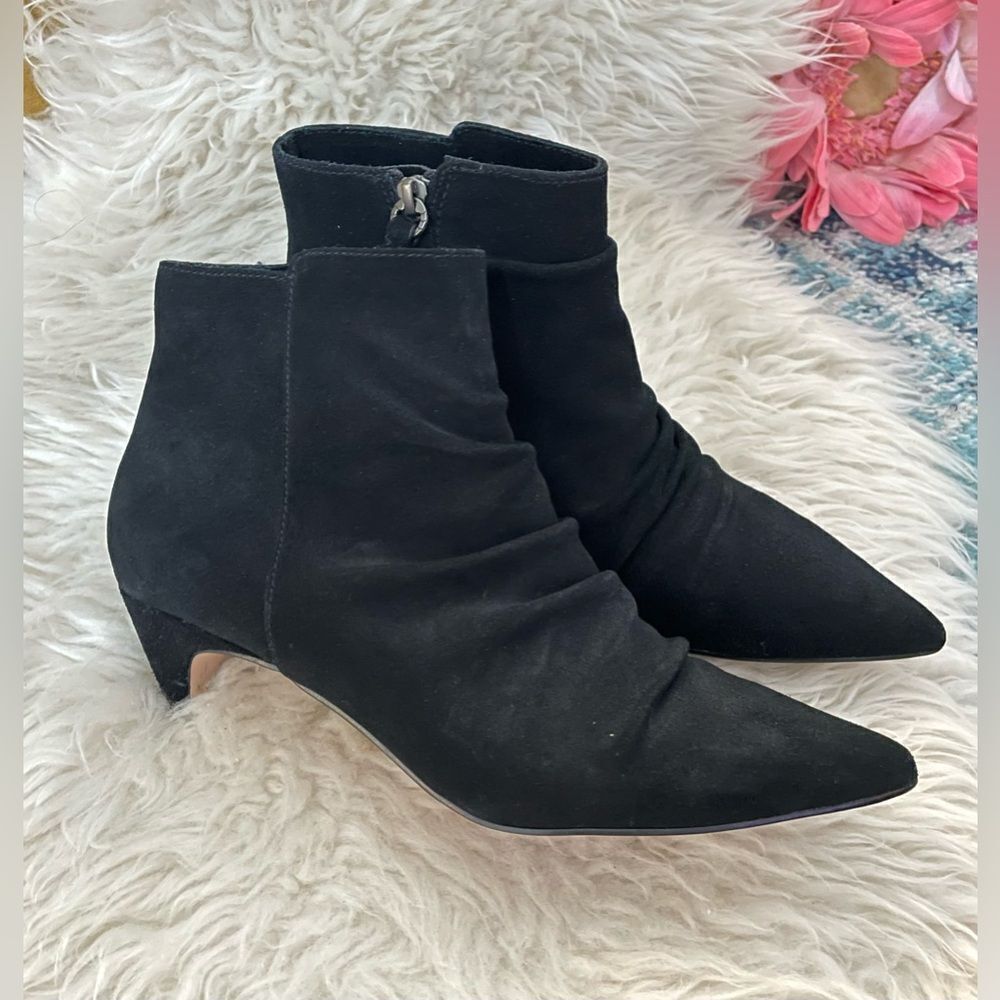 Splendid Ankle Booties Black Suede Kitten Heels 8